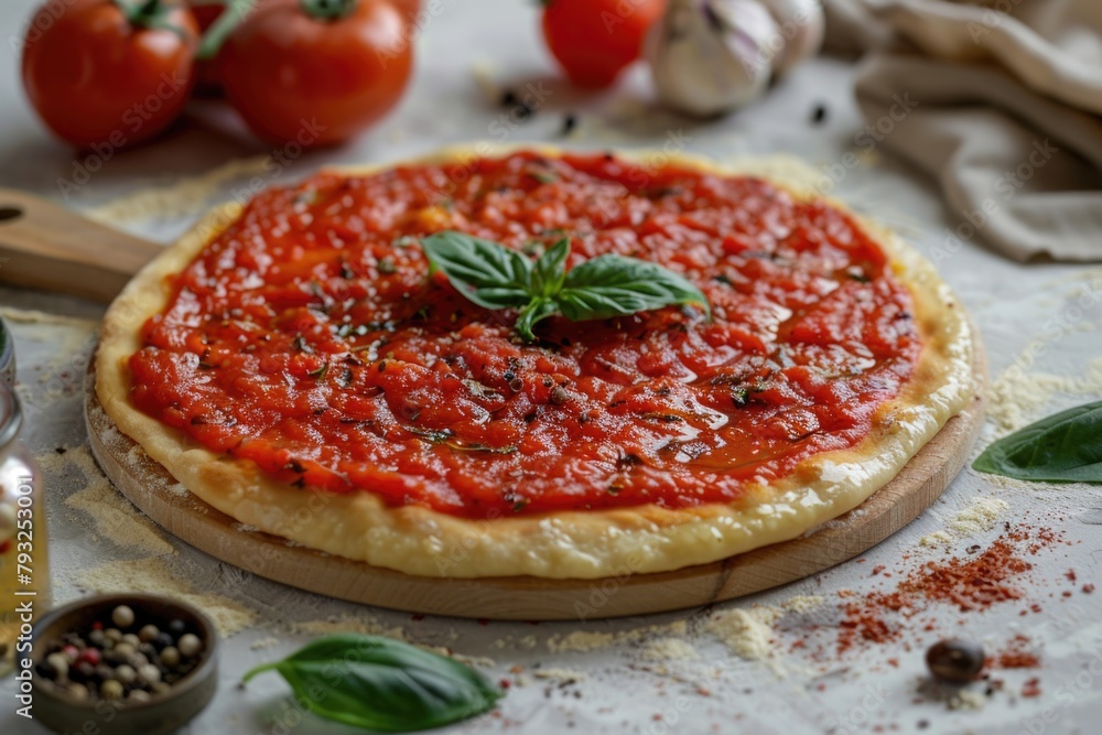 Delicious pizza on a rustic wooden board, perfect for food blogs or restaurant menus Delicious pizza on a rustic wooden board, perfect for food blogs or restaurant menus