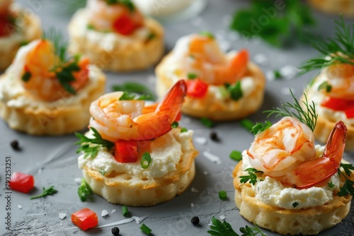 Close up of small appetizers on a table, perfect for food blogs or restaurant menus