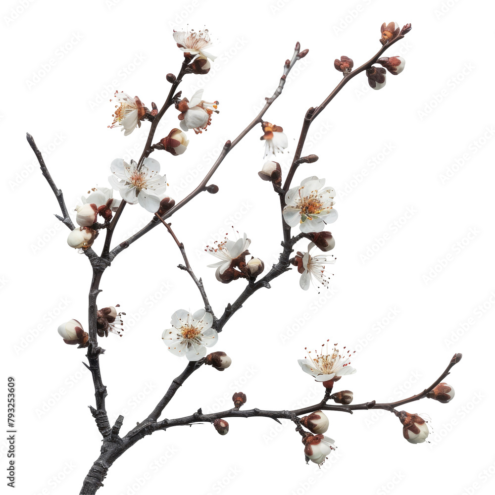 Capture a stunning studio shot of apricot blossom branches isolated against a transparent background Capture a stunning studio shot of apricot blossom branches isolated against a transparent background