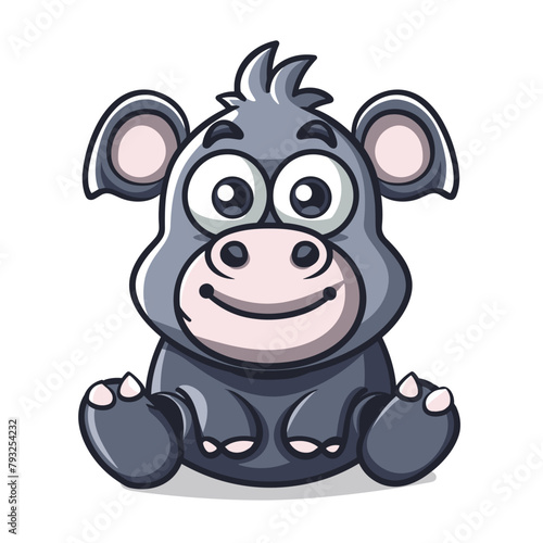 Hippo character cartoon style isolated on a white background vector illustration