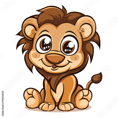 Cute cartoon lion on white background. Vector illustration for your design