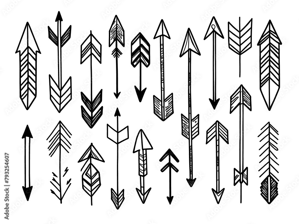 hand drawn arrows, vector illustration on a white background, simple doodle hand drawn arrows, vector illustration on a white background, simple doodle