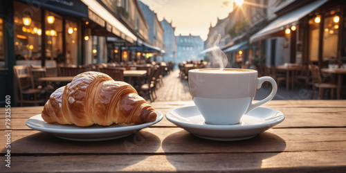 cup of coffee and croissant