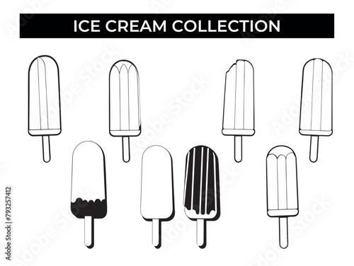 Line of Ice Cream Pops on White Background