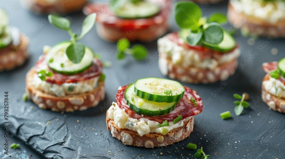 A close-up view of a plate of food with fresh cucumbers. Suitable for food and cooking concepts A close-up view of a plate of food with fresh cucumbers. Suitable for food and cooking concepts