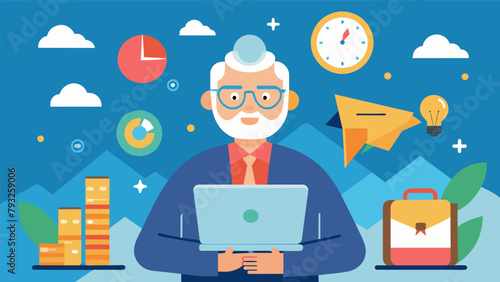 An individual starting their own business in retirement using the extra time and financial stability to pursue their passions and dreams.