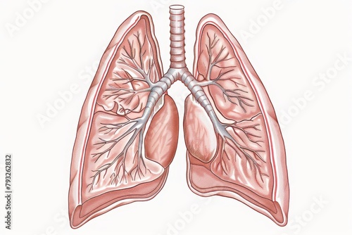 An Illustrative Depiction of Human Lung Anatomy, Perfect for Educational and Medical Contexts, Generative AI