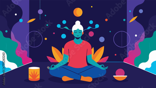 An individual sitting in a sensory room surrounded by different colors and textures using sensory stimulation to explore their consciousness..