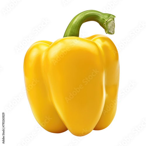 A vibrant close up of a yellow pepper set against a transparent background