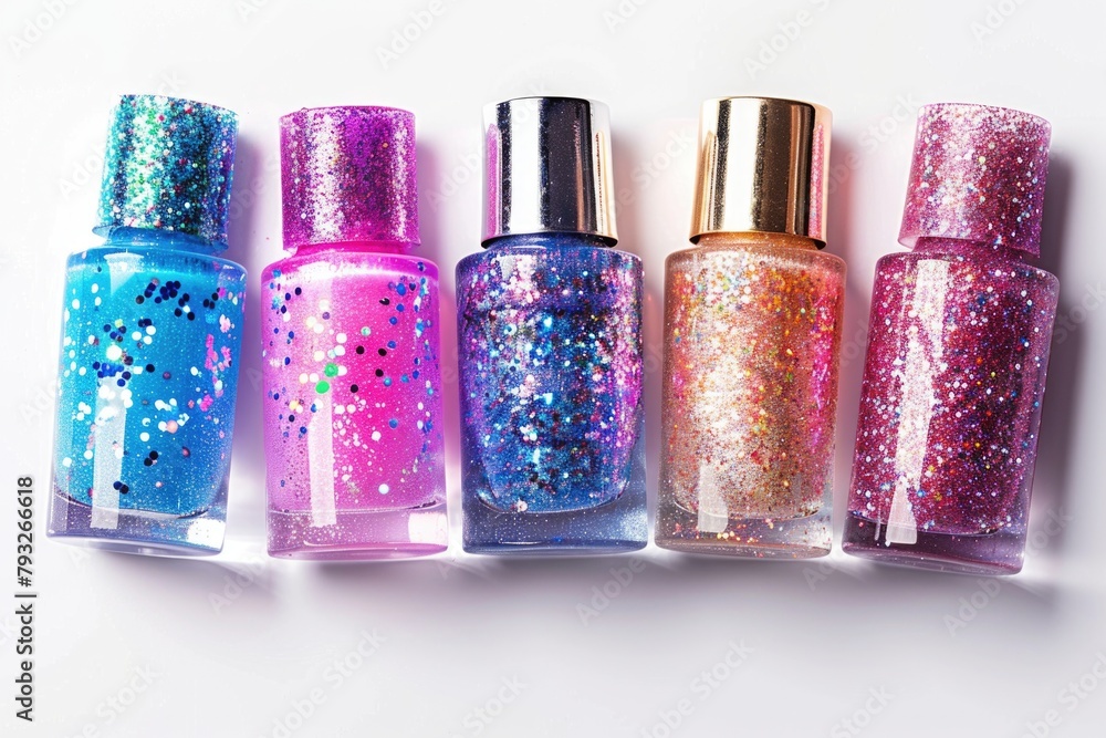 A group of colorful nail polish bottles. Perfect for beauty and fashion concepts A group of colorful nail polish bottles. Perfect for beauty and fashion concepts