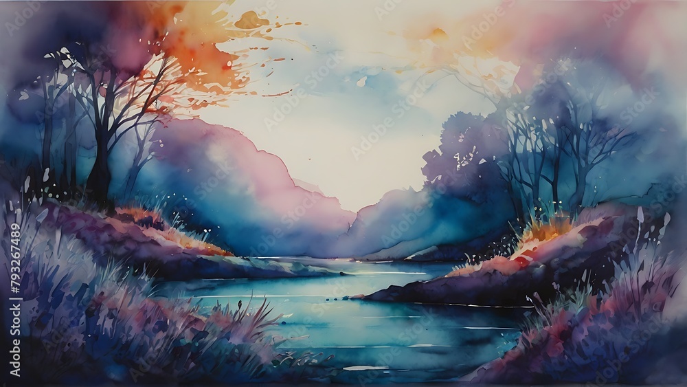 Ethereal Intrigue Amidst Lush Watercolor Beauty