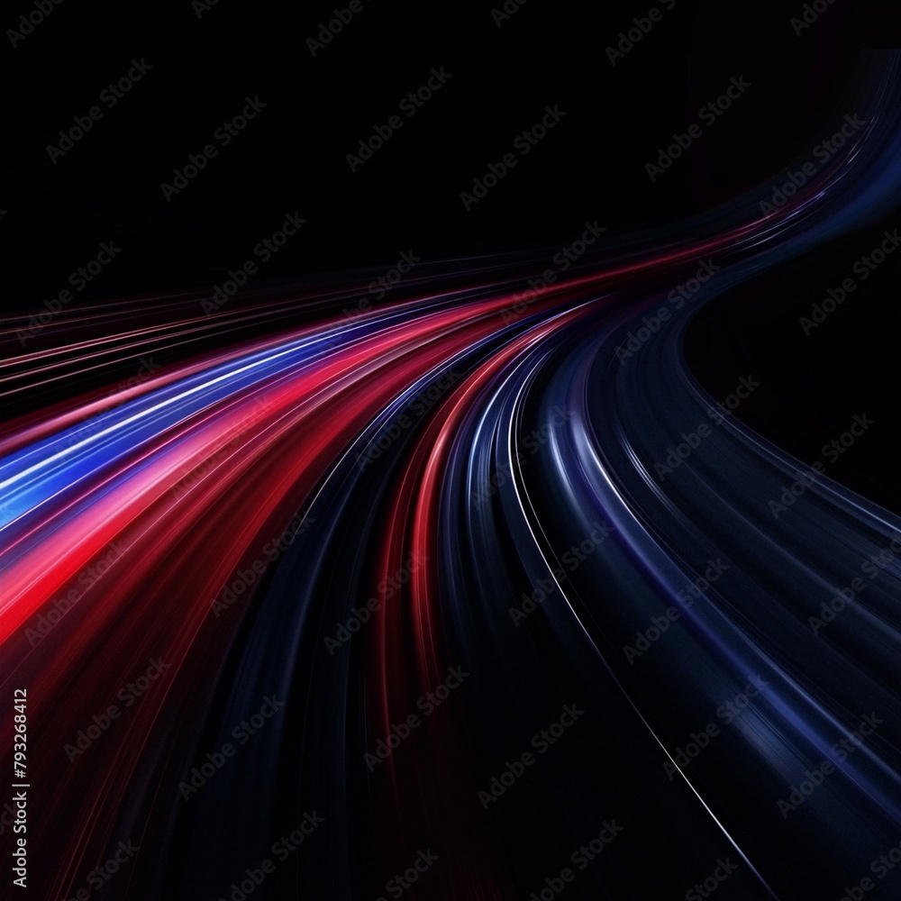 Fondo Abstracto futurista con carretera de Luz de neon roja y azul