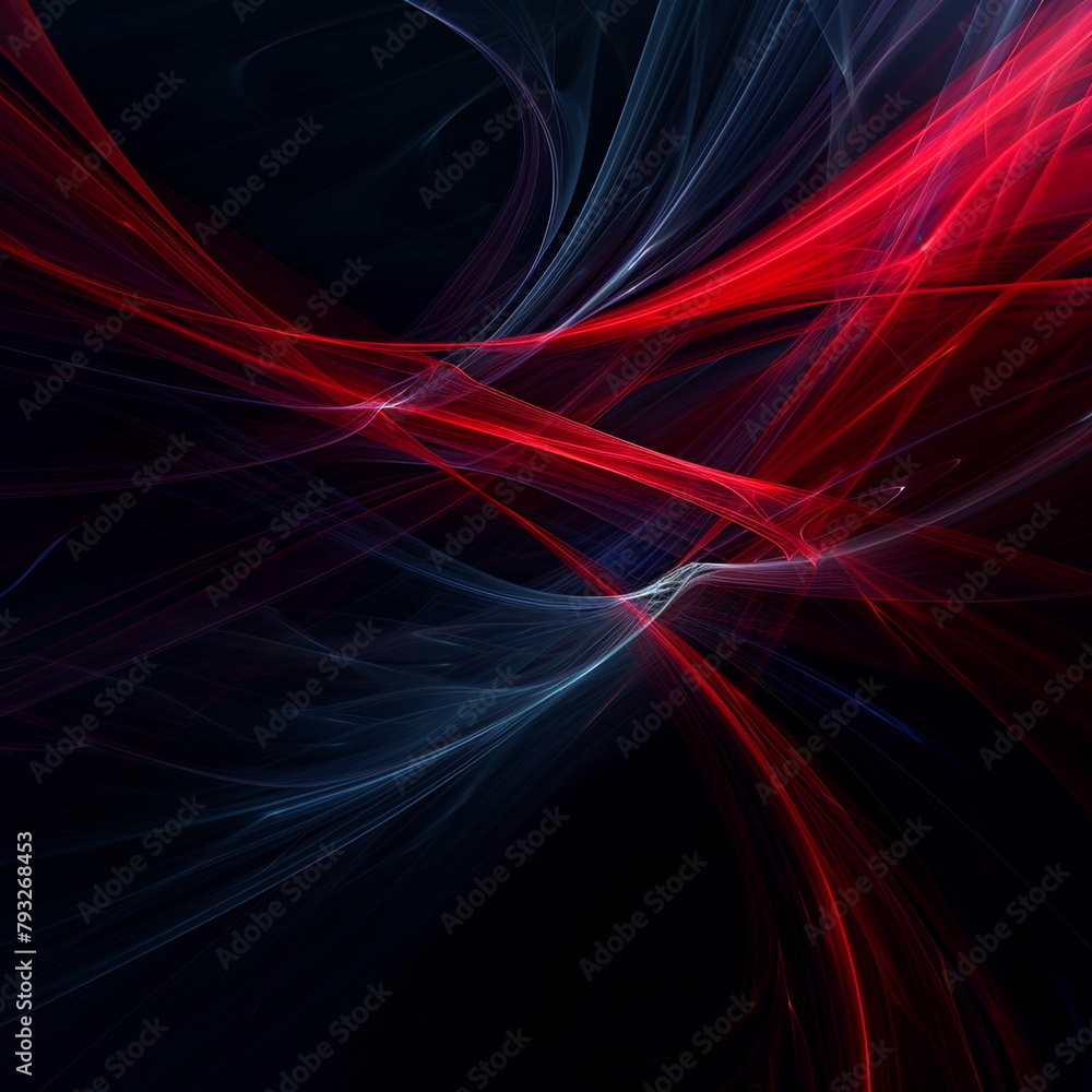 Black abstract background with red and blue ripples
