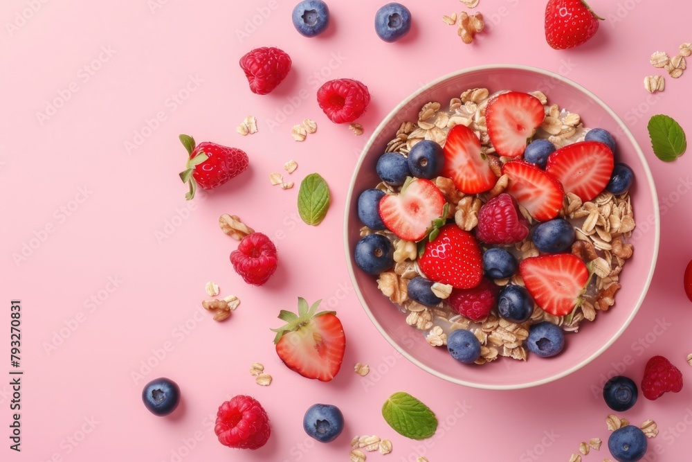 A healthy breakfast option with fresh fruits, suitable for food and nutrition concepts A healthy breakfast option with fresh fruits, suitable for food and nutrition concepts