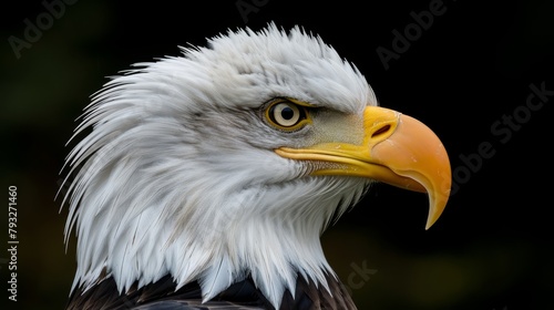  yellow beak against white and black backdrop