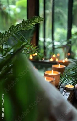 Beauty spa treatment with candles photo