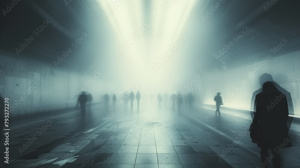 Image with futuristic lines and subtle lighting, man standing in the futuristic location