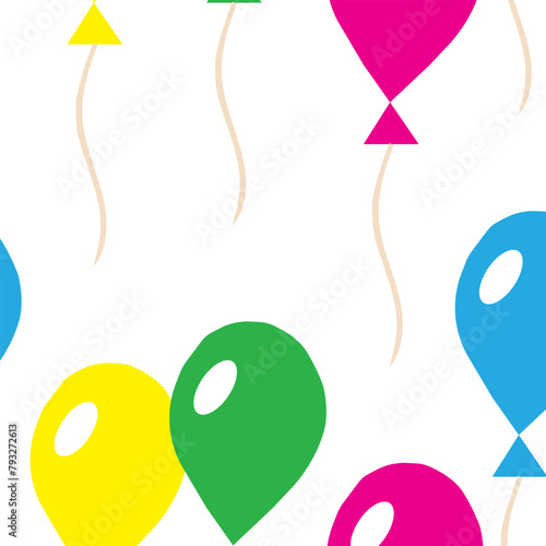 Multi-colored inflatable balls. Seamless pattern. Vector illustration.