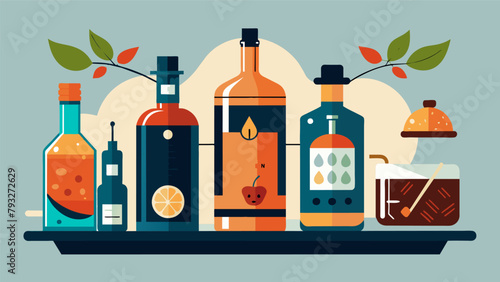 A flight of handcrafted gin vodka and bourbon each made with unique ingredients and offering a taste journey unlike any other..