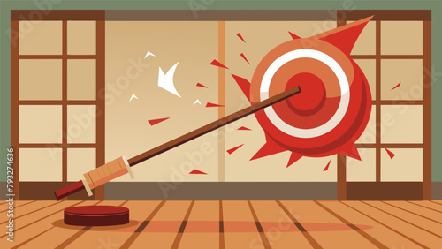 The rhythmic sound of a wooden staff hitting the ground echoes in the dojo representing the constant flow of energy and the cycle of life.