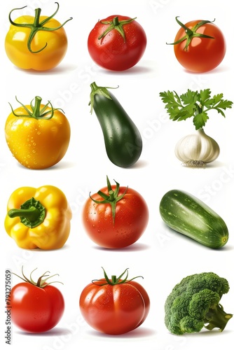 vegetables and fruits on a white background Generative AI