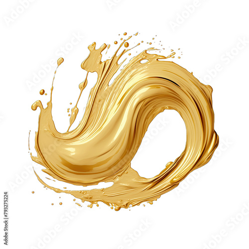 A dab of gold paint on a white background