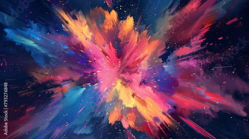 Abstract pop background with explosion of colors to the beat photo