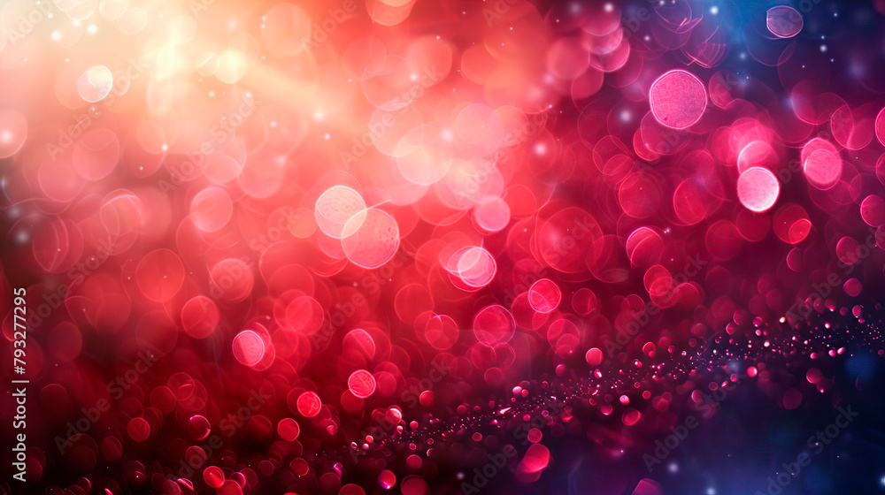 Red and blue luxury bokeh soft light abstract background. Bokeh particles, background festive decoration.