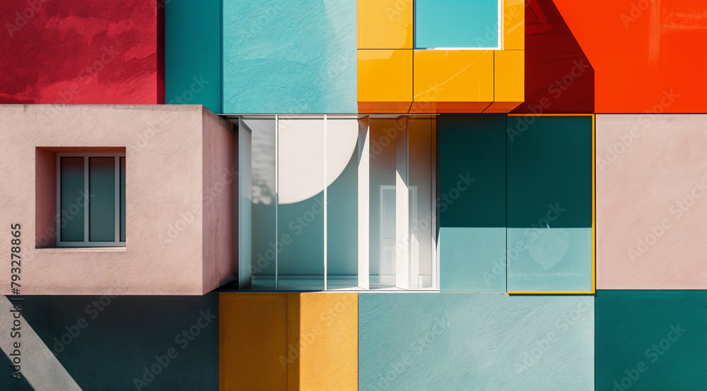 Colorful abstract building blocks, abstract architectural design ...