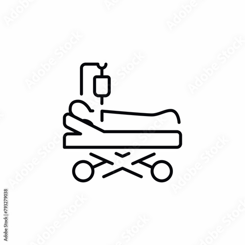 Laying patient hospital surgery icon
