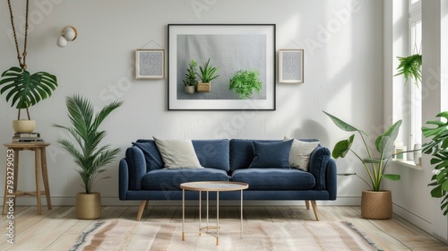 Mockup frame in Modern interior of living room AI generated