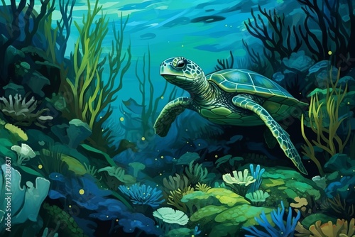 Sea Turtle Greens and Deep Ocean Blues: Captivating Deep Sea Color Palettes