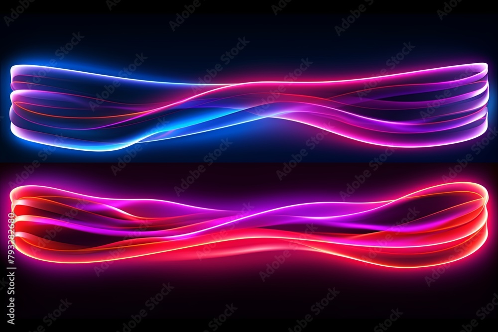 Fototapeta premium Dynamic Neon Waves: Glowing Neon Strip Banners for Streaming Service Promos