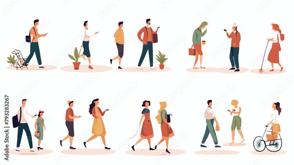 Vector illustration in a flat style of group of dif