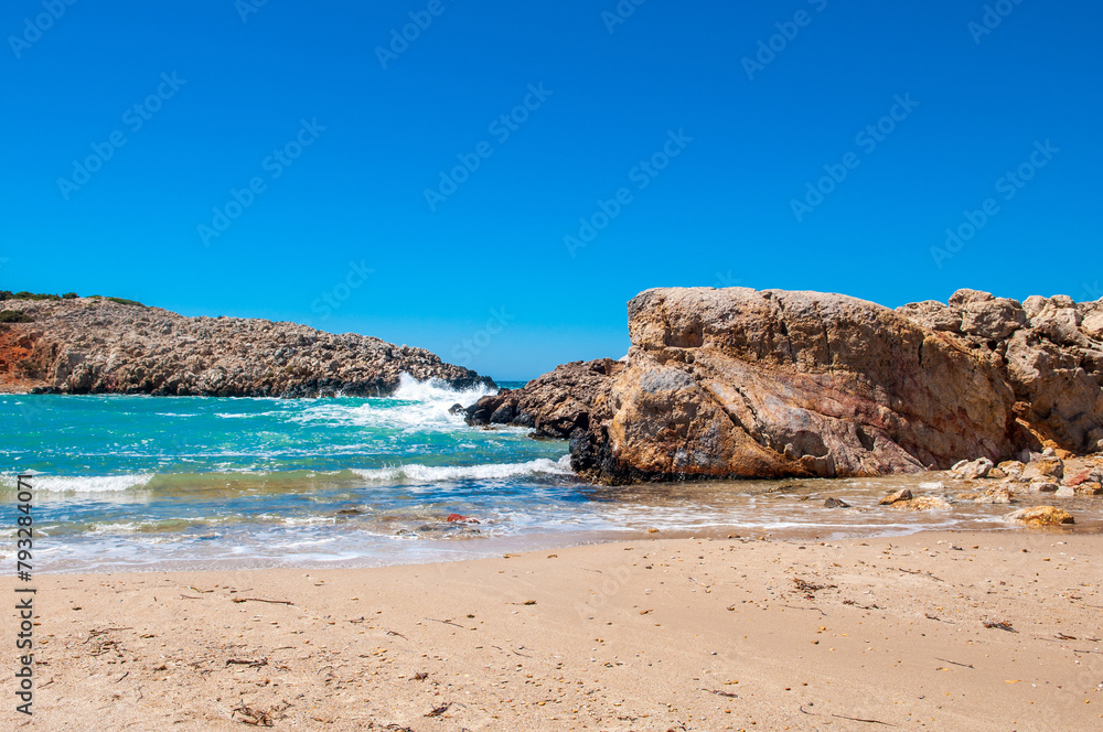 Beautiful summer landscape with a rocky beach