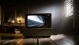 Old Vintage VHS CRT Tv in Dark Room AI