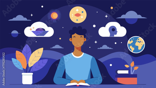 A person participating in a lucid dreaming workshop learning techniques to become aware and control their dreams as a means of expanding.