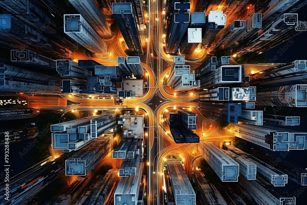 Urban Drone Highways: Aerial Perspective of Abstract Urban Tech Structures