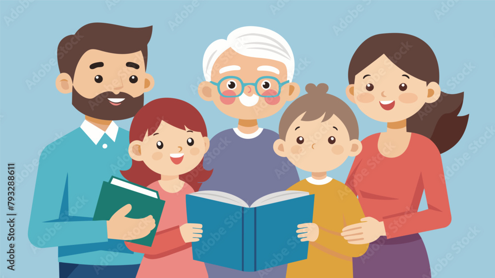 A family storybook reading hour where the oldest member of the family shares beloved tales from their childhood followed by the younger