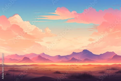 Vibrant Desert Sunset Gradient: Expansive Wide Banner Backgrounds © Michael
