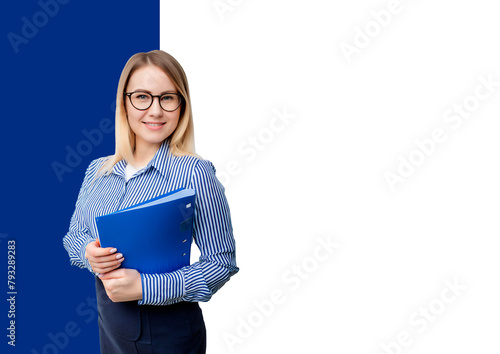 business woman with folders