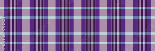 Fluffy textile check fabric, repetition tartan pattern vector. Backdrop seamless texture plaid background in violet and light colors.