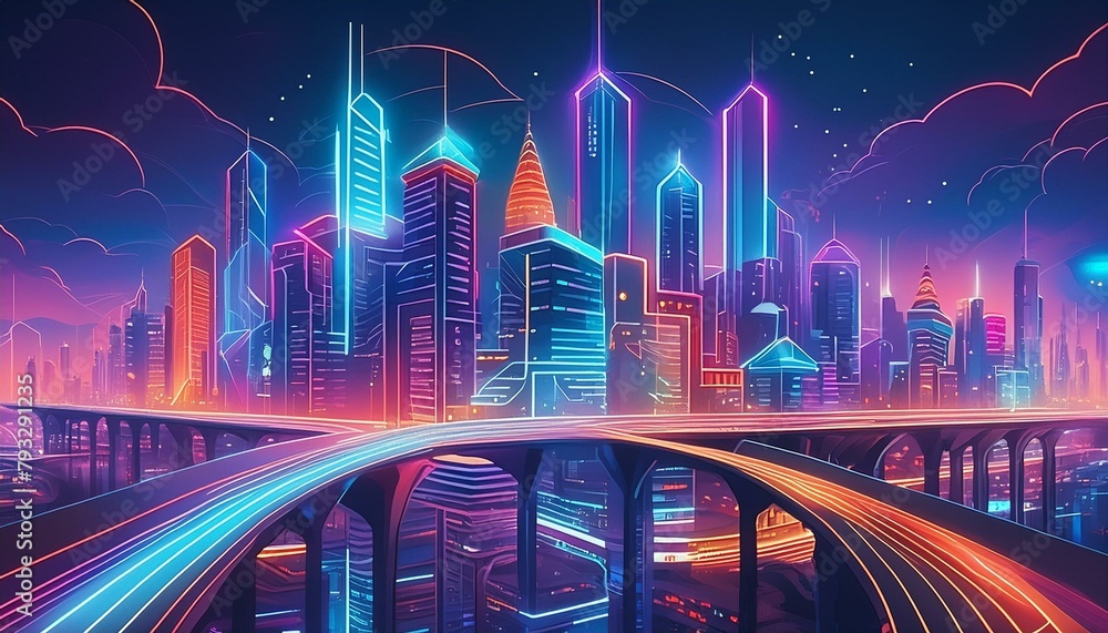 Fototapeta premium panorama de ciudad futurista.