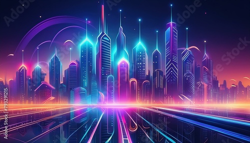 ilustración de ciudad del futuro. photo