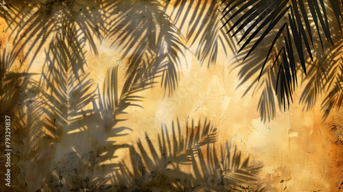 textured background with shadows of palm trees