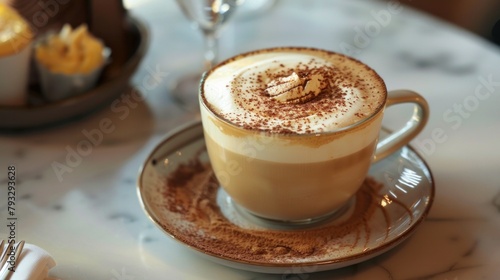 Barista Cappuccino Coffee with cocoa dusting and custard cream