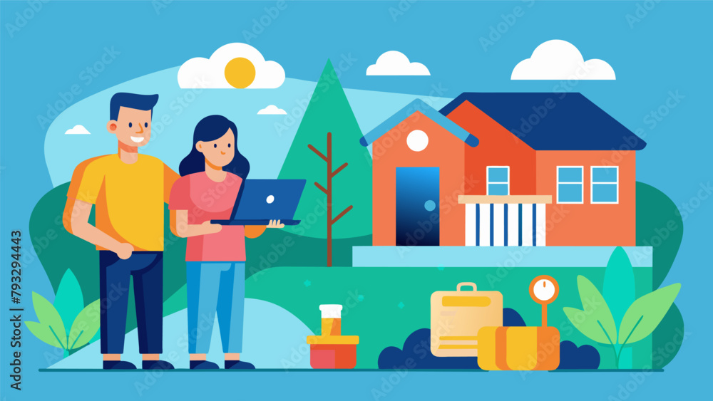 A couple renting out their spare room on a vacation rental platform helping them earn extra income and providing affordable accommodations for A couple renting out their spare room on a vacation rental platform helping them earn extra income and providing affordable accommodations for