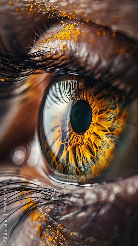Complex Textured Brown Iris Human Eye Close-Up Complex Textured Brown Iris Human Eye Close-Up