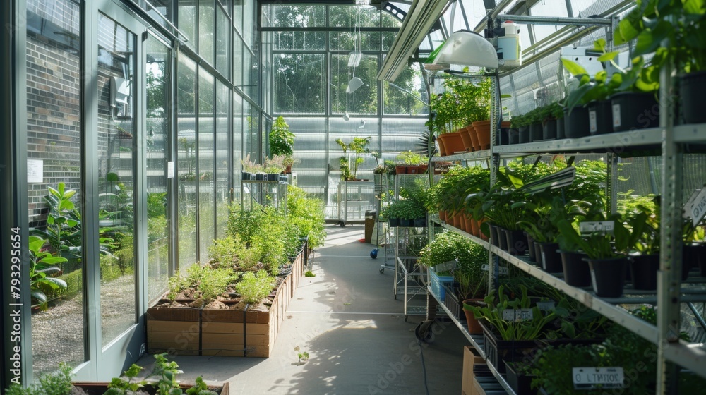 Lush Greenhouse Filled With Vibrant Plants