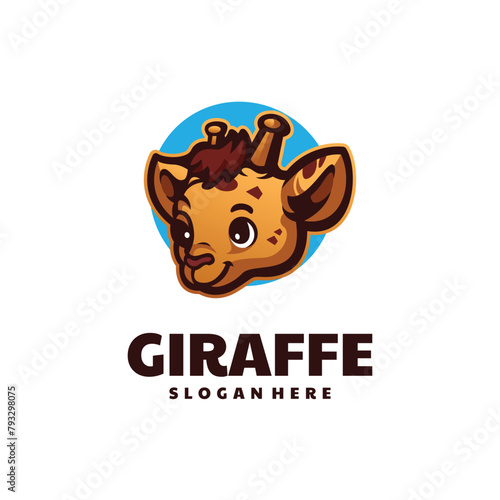 Cute Giraffe Cartoon Charater Logo